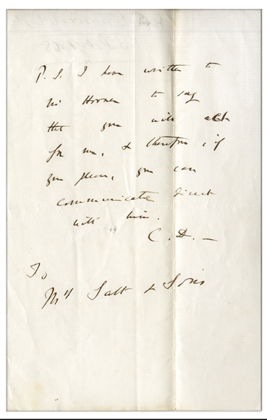 Charles Darwin Autograph Note Signed -- ''...you can communicate direct with him...''